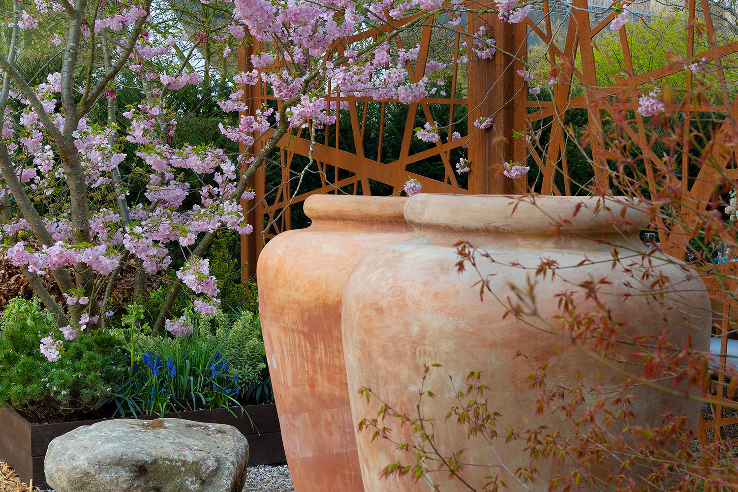 A small city garden divided into rooms