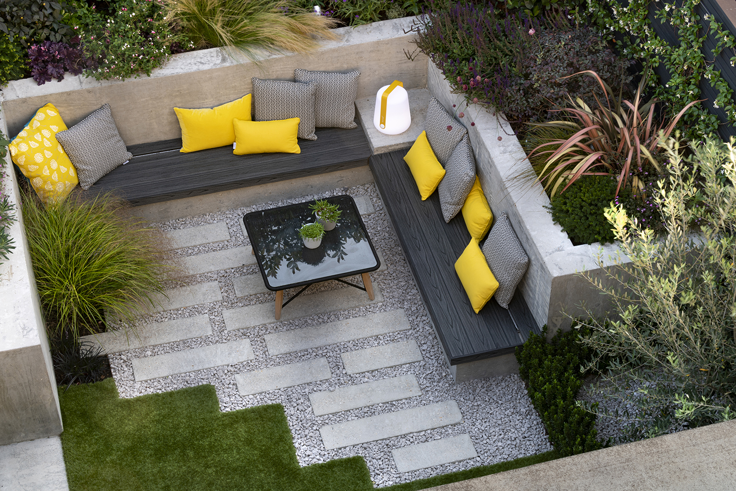 View of tiny urban garden